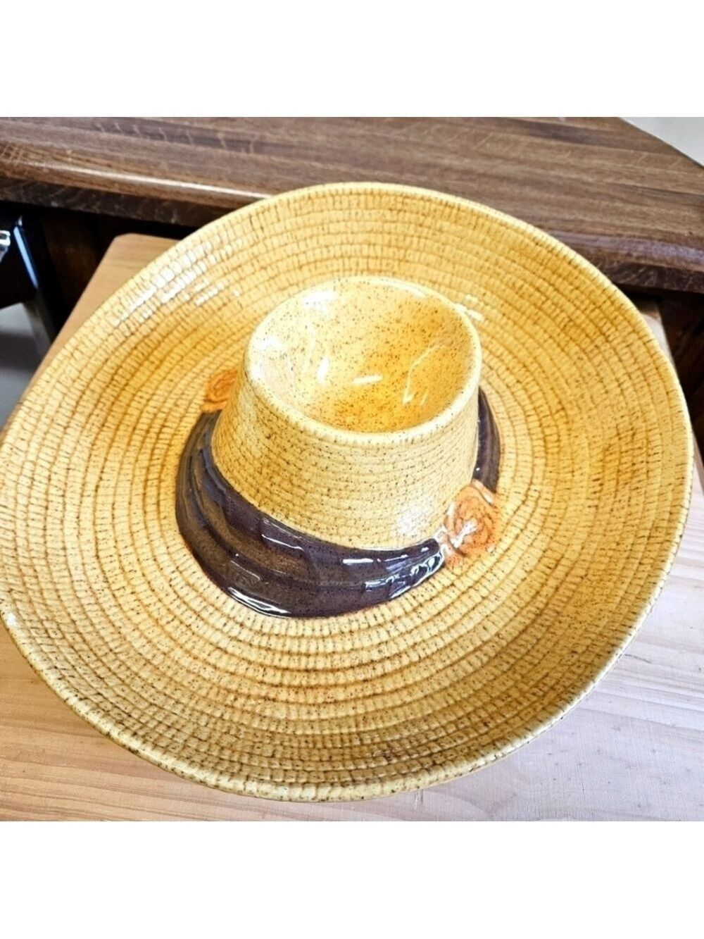 Vintage Ceramic Straw Hat Chip/Dip Plate